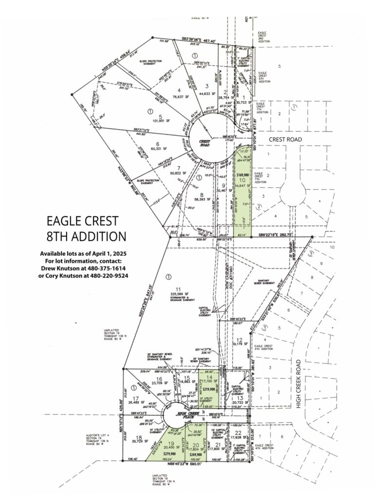 Eagle Crest 8th Addition lot map